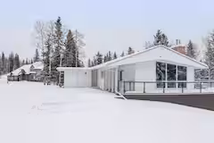 Willow House exterior in winter snow